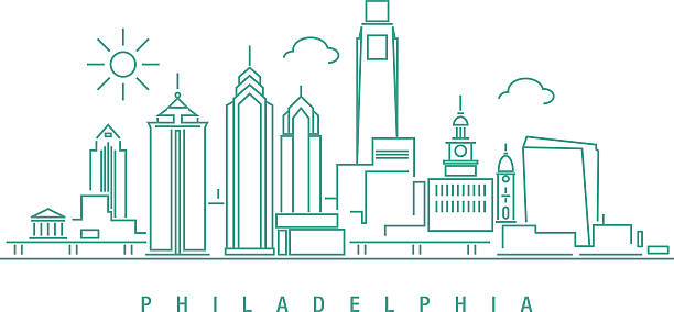 612x284 Philadelphia Skyline Drawing Desktop Backgrounds