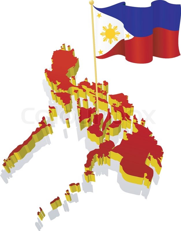 627x800 Three Dimensional Image Map Of Philippines With The National Flag