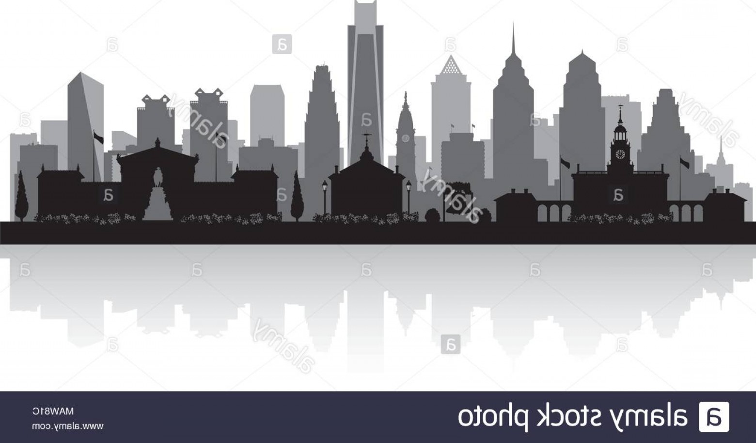 1560x915 Philadelphia Pennsylvania City Skyline Vector Silhouette