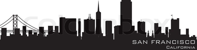 800x203 San Francisco, California Skyline Detailed Vector Silhouette