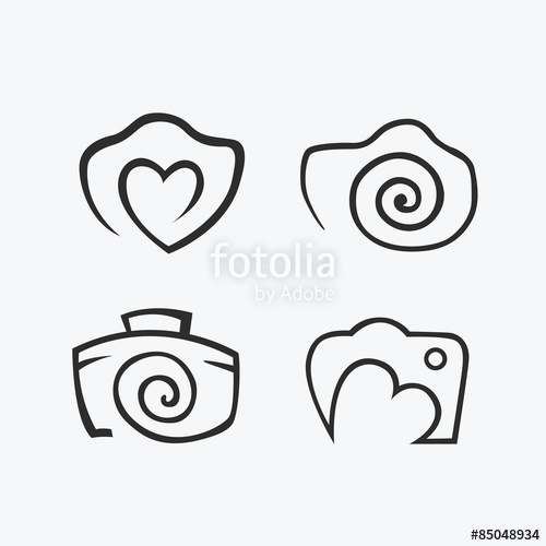 500x500 Photos Logo. Camera, Logo Vector Set. Trendy Hipster Camera. Pho