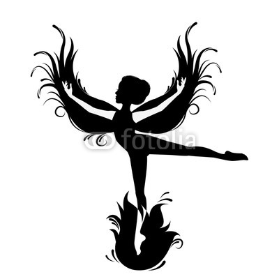 400x400 Black Silhouette Of Woman Phoenix Bird Red Fenix Symbol Of
