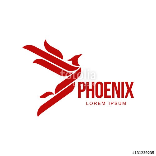 500x500 Stylized Graphic Phoenix Bird Flying With Expanded Wings Logo