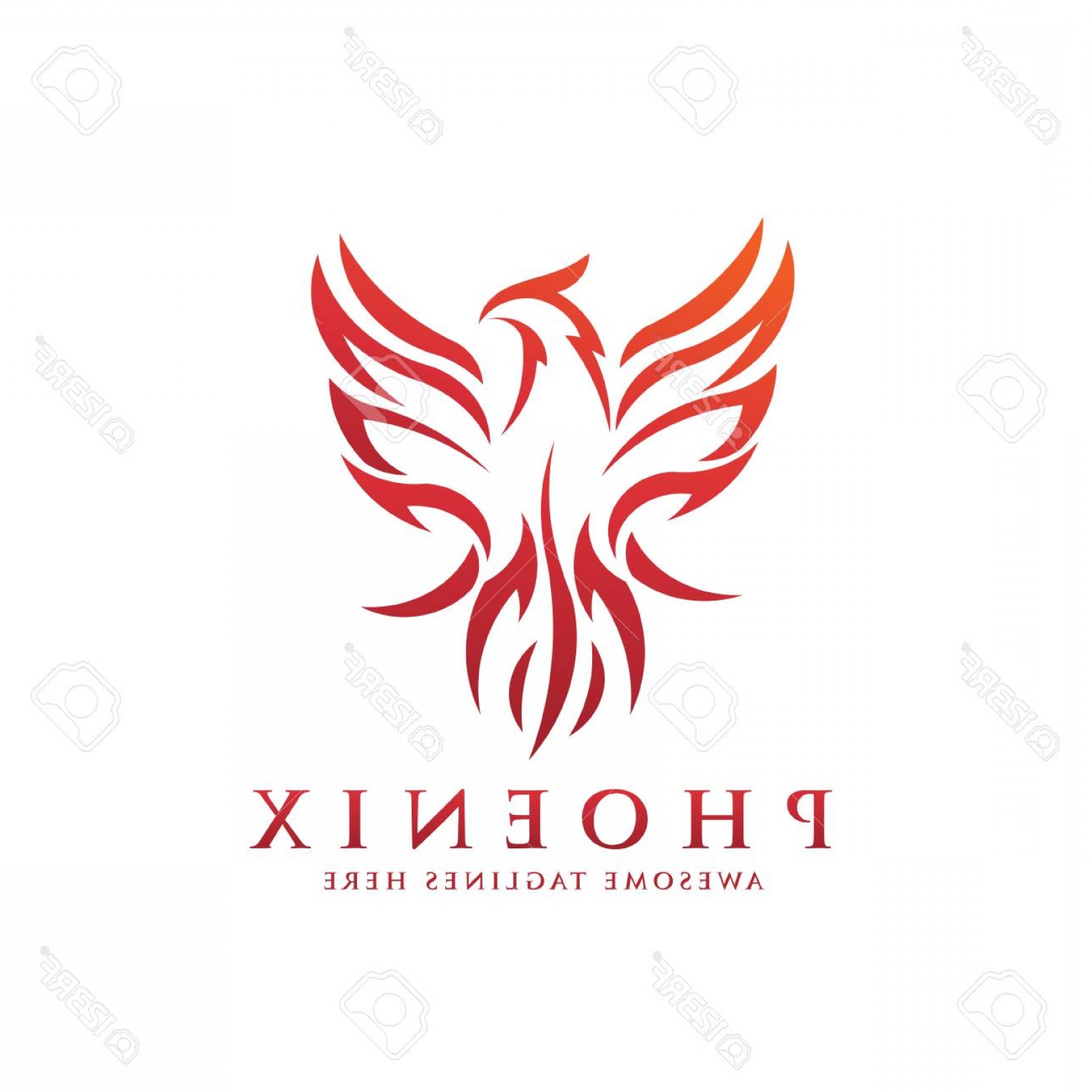 1560x1560 Flame Bird Logo Phoenix Symbol Design Stock Vector Illustration