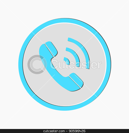 450x464 Phone Call Vector Icon. Style Is Flat Rounded Symbol, Blue Color