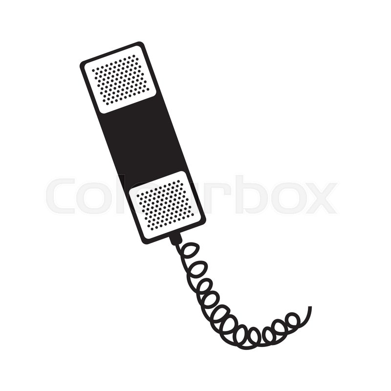 800x800 Phone Headset With Cord Icon Over White Background. Vector