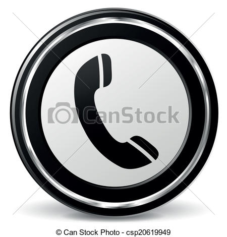 450x470 Vector Phone Icon. Vector Illustration Of Black And Chrome Phone Icon.