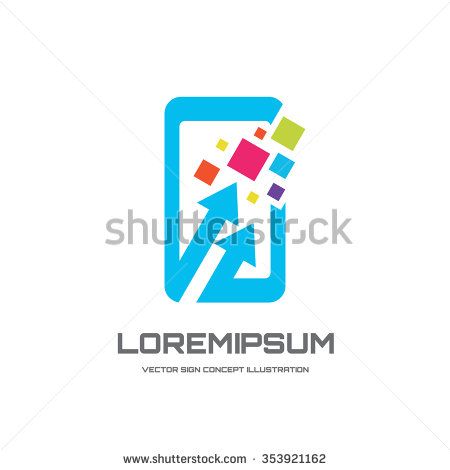 450x470 Mobile Phone Vector Logo Template Concept Illustration. Smartphone