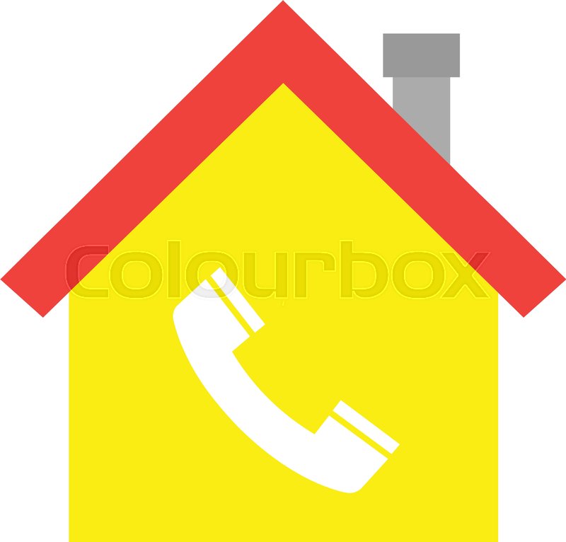 800x766 Vector Red Roofed Yellow House Icon With White Phone Symbol