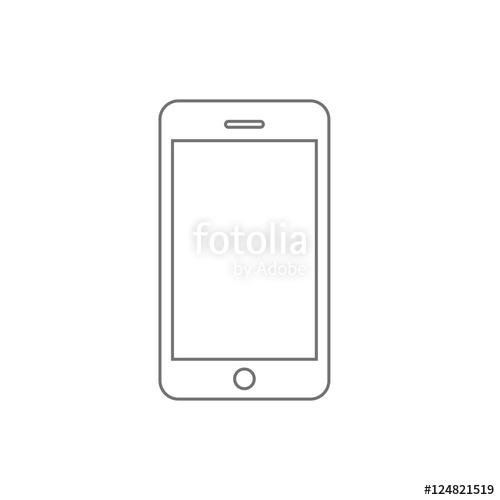 500x500 Smartphone Line Outline Style Vector Illustration, Simple Mobile