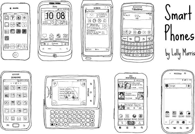 800x549 Free Hand Drawn Smart Phone Vectors