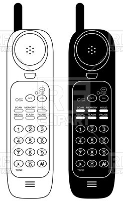 245x400 White And Black Wireless Phone Vector Image Vector Artwork Of