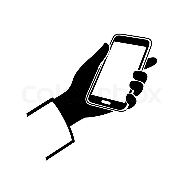 800x800 Mobile Phone In Hand Icon On White Background. Vector Illustration