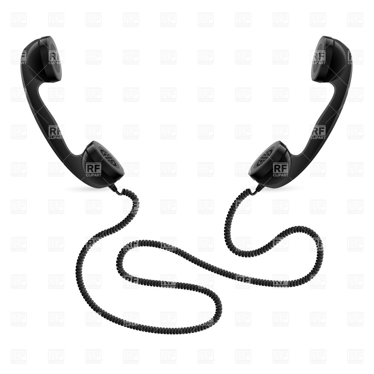 1200x1200 Two Retro Telephone Receivers Connected With Wire Vector Image