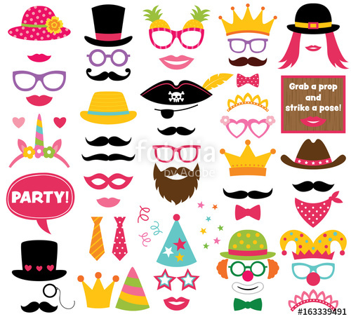 500x455 Fun Party Hats, Vector Photo Booth Props Stock Image And Royalty