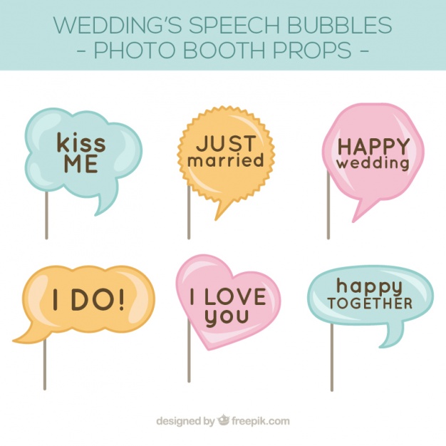 626x626 Pack Of Speech Bubbles For Wedding Photo Booth Vector Free Download