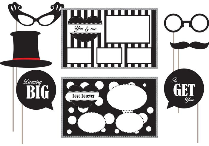 700x490 Black And White Photobooth Vector Elements