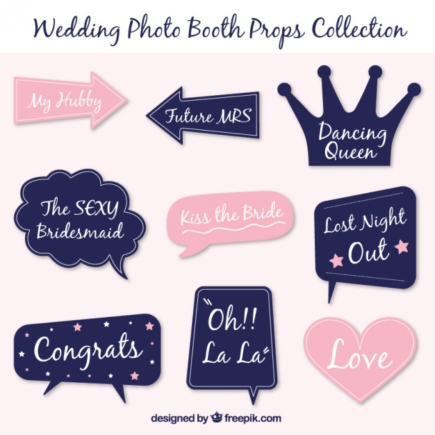 626x626 Set Of Vintage Wedding Dialogue Balloons For Photo Booth Vector