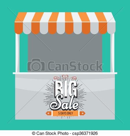 450x470 Vector Store Booth With Awning And Big Sale. . Store Vector