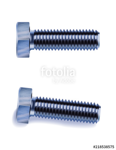 387x500 Hexagon Head Bolt Front View, Photorealistic Vector Illustration