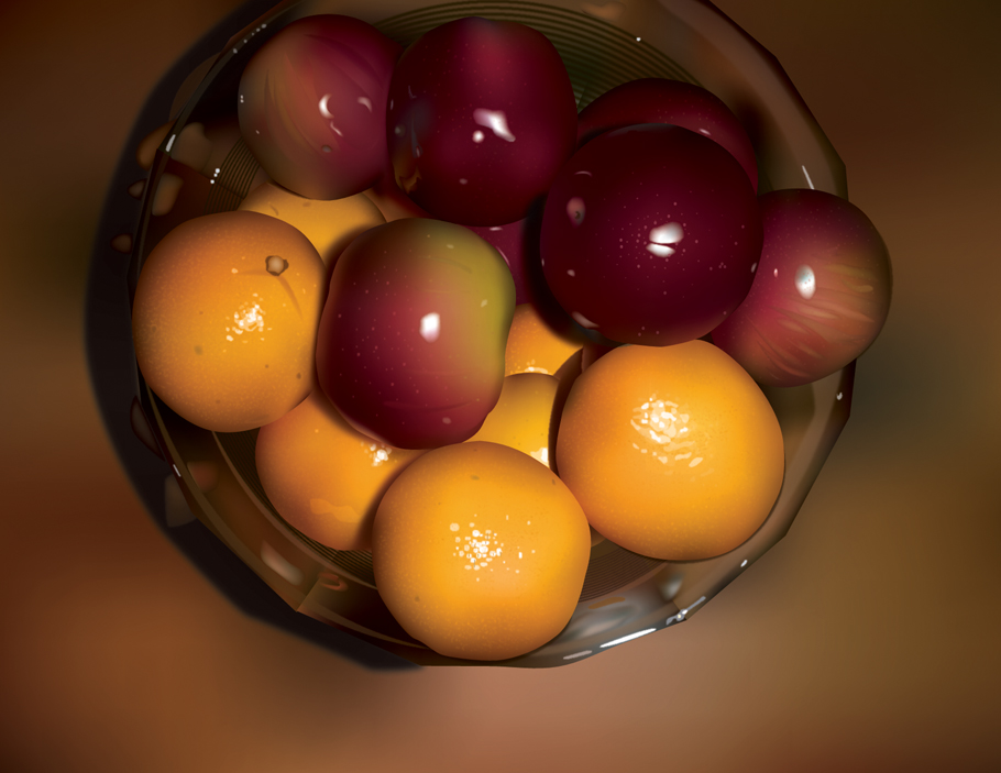910x703 Photorealistic Vector Fruit Bowl