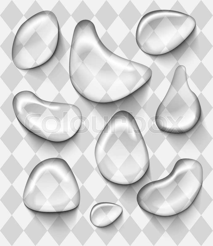 691x800 Photorealistic Vector Water Drops On White Background Stock