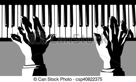 450x273 Hands Playing The Piano. Simple Vector Black And White