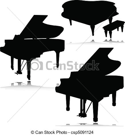 436x470 Piano Vector Silhouettes.