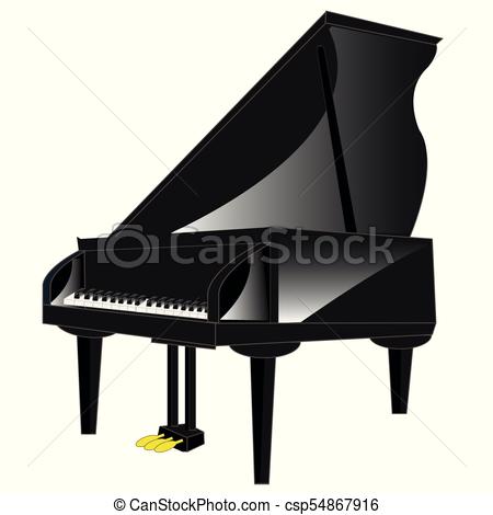 450x470 Drawing Of The Music Instrument Piano On White Background.