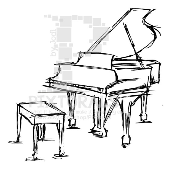 570x565 Drawn Piano Vector