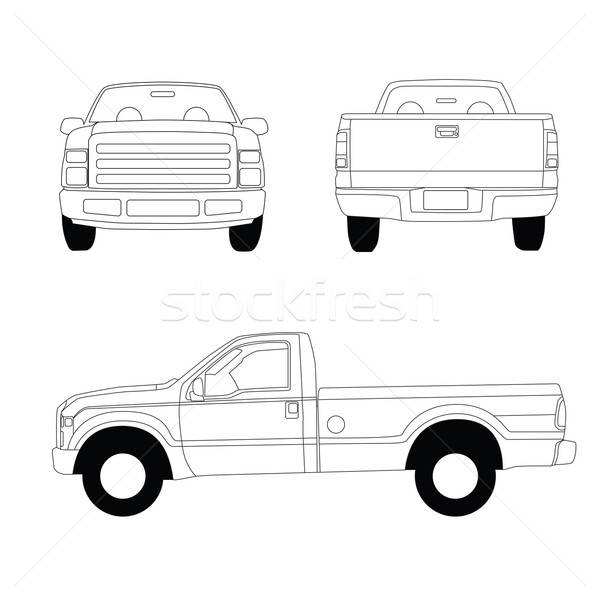 600x600 Pick Up Truck Blueprint Vector Illustration Lkeskinen ( 1972049