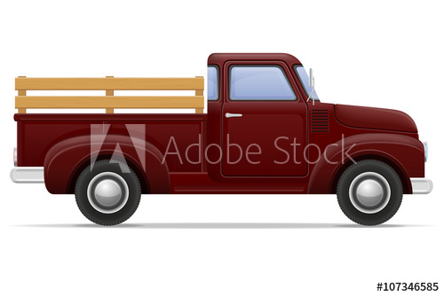 500x334 Old Retro Car Pickup Vector Illustration