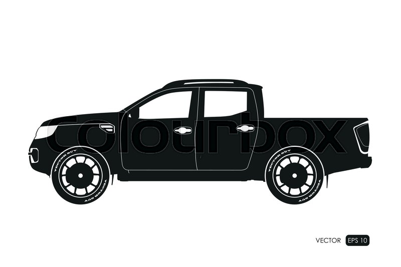800x533 Black Silhouette Of Suv. Drawing Of Car On A White Background