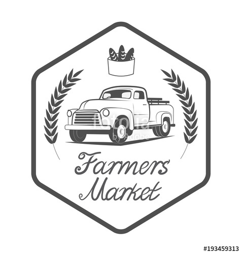 477x500 Farmer Market Vintage Logo Pickup Vector Stock Image And Royalty