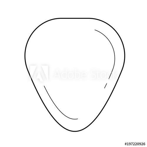 500x500 Guitar Pick Vector Line Icon Isolated On White Background. Guitar
