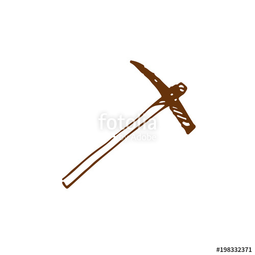 500x500 Hand Drawn Pickaxe. Sketch, Vector Illustration. Stock Image And