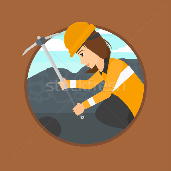 600x600 Miner Working With Pickaxe. Vector Illustration Andrei Krauchuk