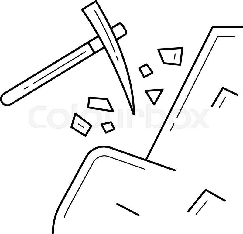 800x770 Pickaxe Vector Line Icon Isolated On White Background. Mining