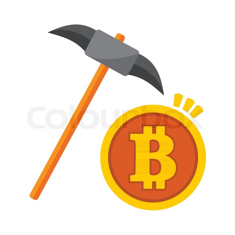 800x800 Bitcoin Mining Pickaxe Vector Illustration Graphic Design Stock