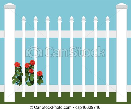 450x380 Flowers In Fence. Flowers Are Growing Close To Picket Fence.