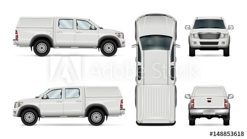 500x281 Pickup Truck Vector Template For Car Branding And Advertising
