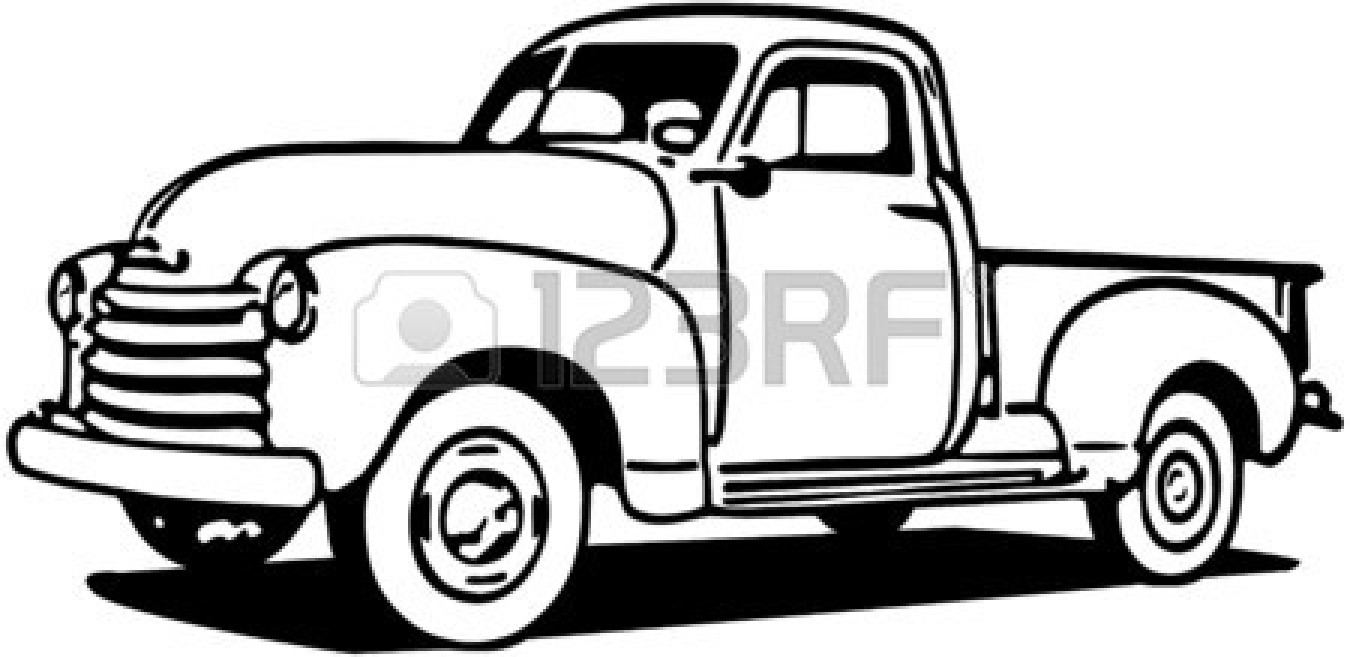 1350x657 Truck Clipart Line Drawing