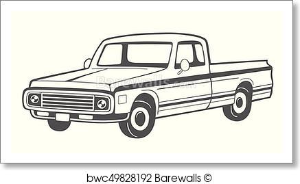 437x269 Art Print Of Pickup Truck. Vector Illustration. Barewalls