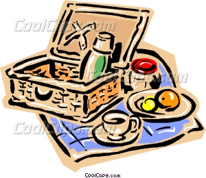 300x260 Picnic Basket Vector Clip Art