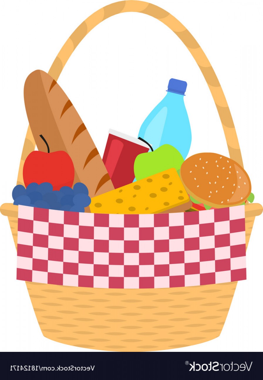 896x1296 Wicker Picnic Basket With A Blanket Vector Shopatcloth