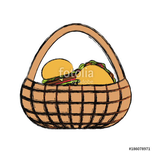 500x500 Picnic Basket Vector Illustration Stock Image And Royalty Free