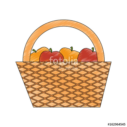 500x500 Picnic Basket With Food Icon Over White Background Vector