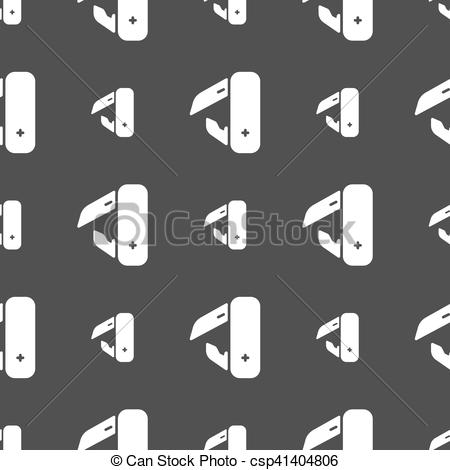 450x470 Knife, Picnic Icon Sign. Seamless Pattern On A Gray... Vector