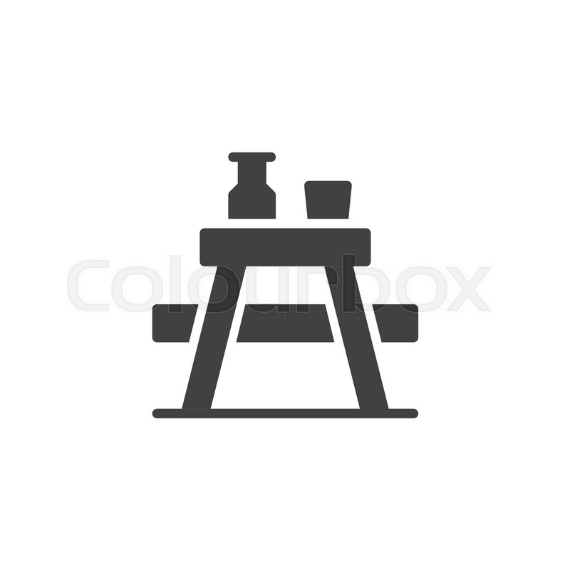 800x800 Camping Table Outdoors Vector Icon. Filled Flat Sign For Mobile