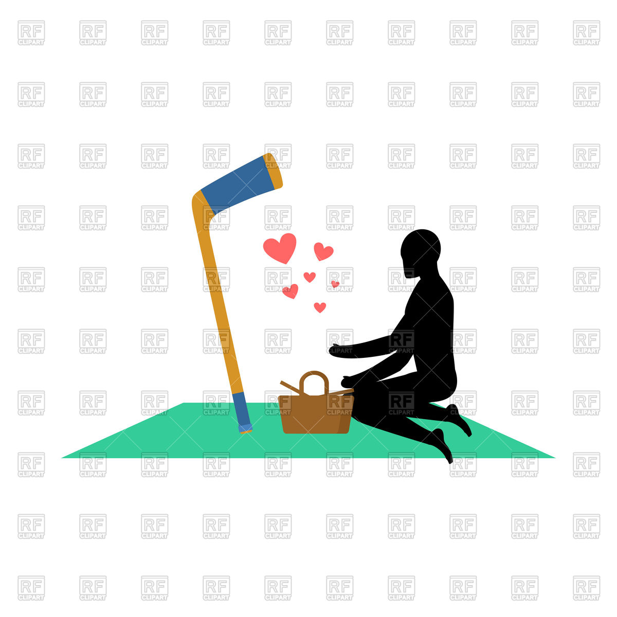 1200x1200 Guy And Hockey Stick On Picnic Vector Image Vector Artwork Of